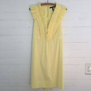 BCBGMaxAzria Yellow Woven Cotton Ruffle Dress L